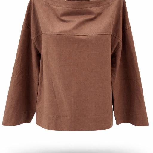 BLUSA CUELLO BANDEJA, LAZO Y APERTURA E LA PARTE DE ATRAS