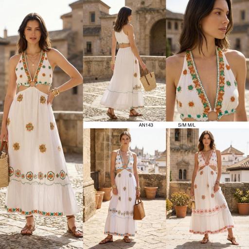 VESTIDO LARGO CON  ANILLA   BORDADO A MANO [0]