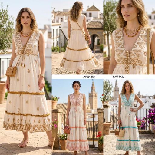 VESTIDO BORDADO ROMBOS 