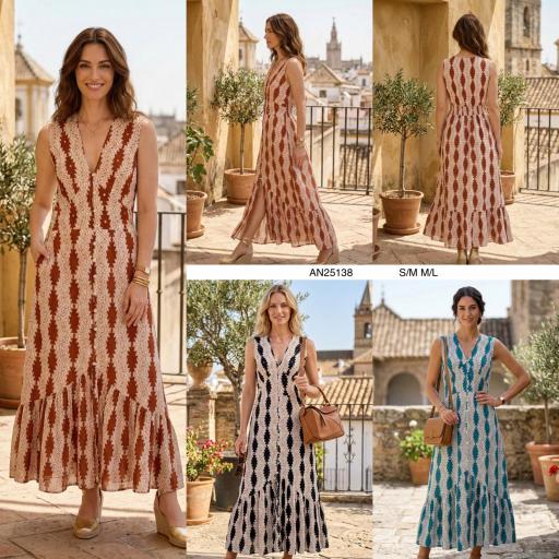 VESTIDO ESTAMPADO  ZIGZAG BORDADO [0]