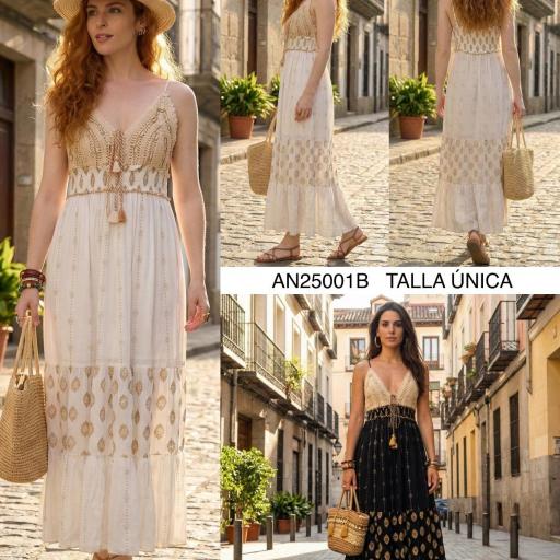 VESTIDO CROCHET GOLD BLOCK PRINT  [0]