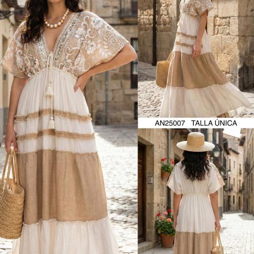 VESTIDO LARGO JUTE BORDADO 