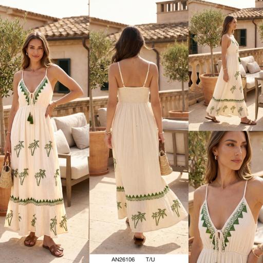 VESTIDO LARGO PALMERA CON BORDADO 