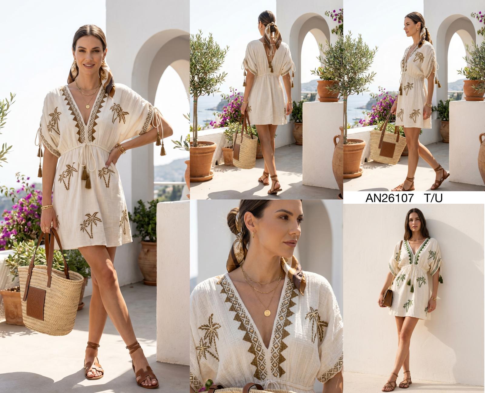 VESTIDO CORTO PALMERA CON BORDADO
