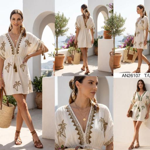 VESTIDO CORTO PALMERA CON BORDADO [0]