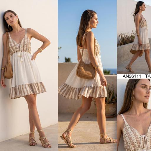 VESTIDO CORTO ENCAJE CON BORDADO [0]