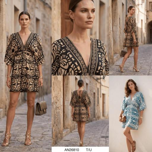 VESTIDO CORTO ESTAMPADO 