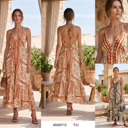 VESTIDO LARGO ESTAMPADO PAÑUELO  [0]