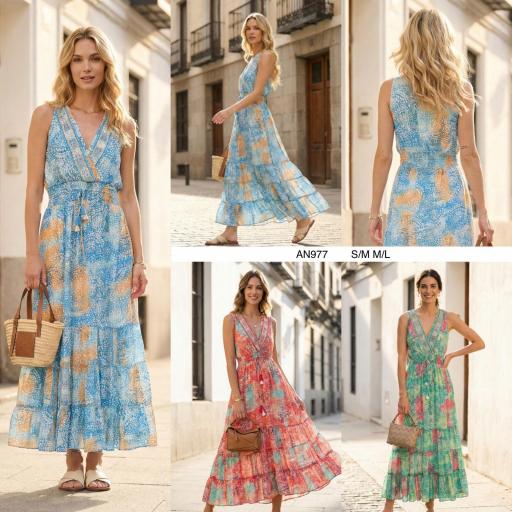 VESTIDO ESTAMPADO CUELLO CRUZADO 