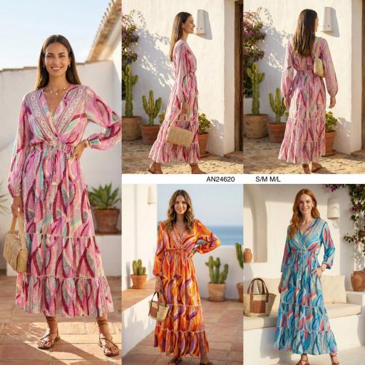 VESTIDO ESTAMPADO CON ENCAJE