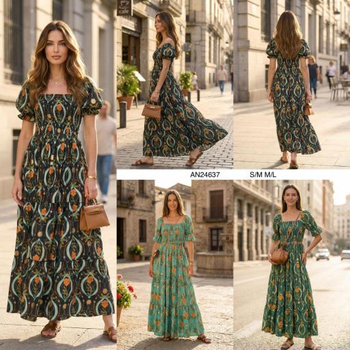 VESTIDO ESTAMPADO PECHO ENGOMADO  [0]