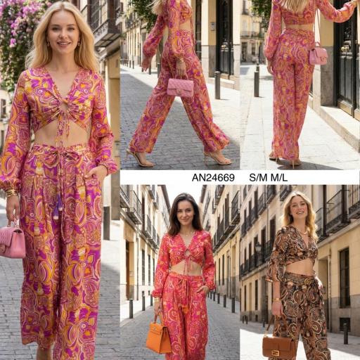 CONJUNTO TOP ANILLA Y PANTALON  