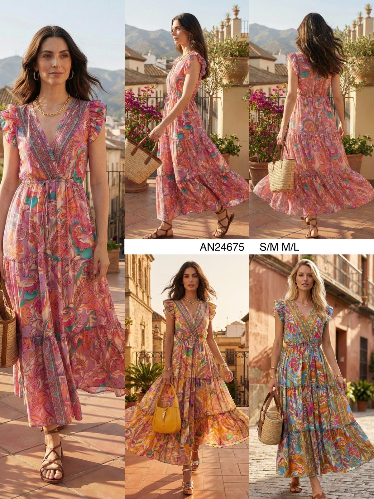 VESTIDO ESTAMPADO CUELLO CRUZADO