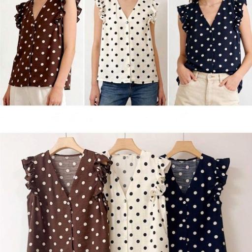 BLUSA LUNARES Y MANGA CORTA 