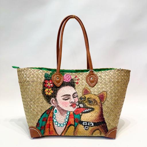 CAPAZO FRIDA PINTADO A MANO FORRADO POR DENTRO