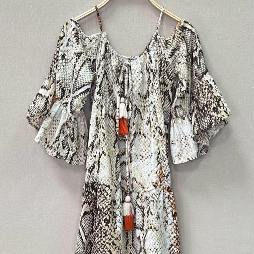 VESTIDO CORTO CON MANGA ACAMPANADA  [1]