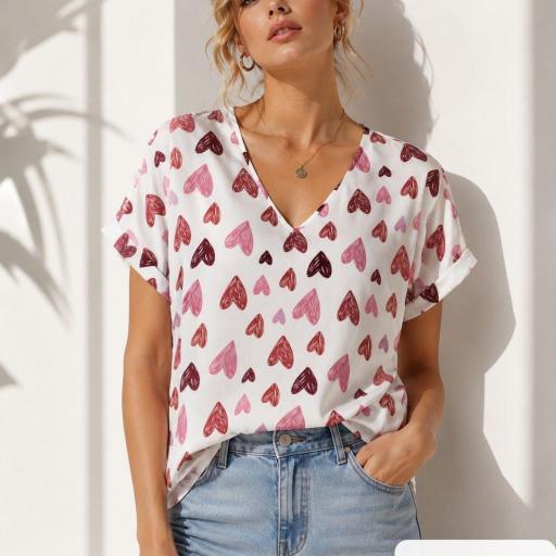 BLUSA MANGA CORTA CUELLO V  [0]