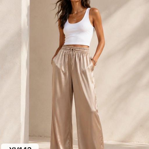 PANTALON DE ESTILO PALAZZO CON BOLSILLOS LATERALES 