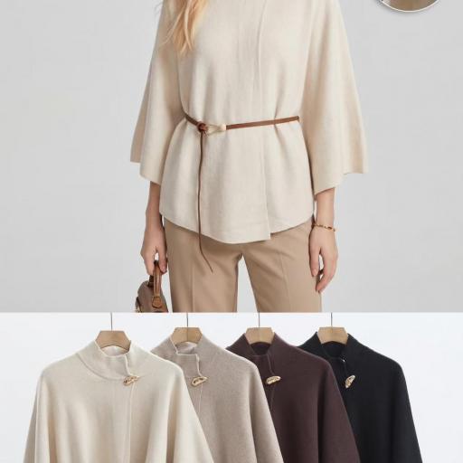 PONCHO DE PUNTO CUELLO ALTO