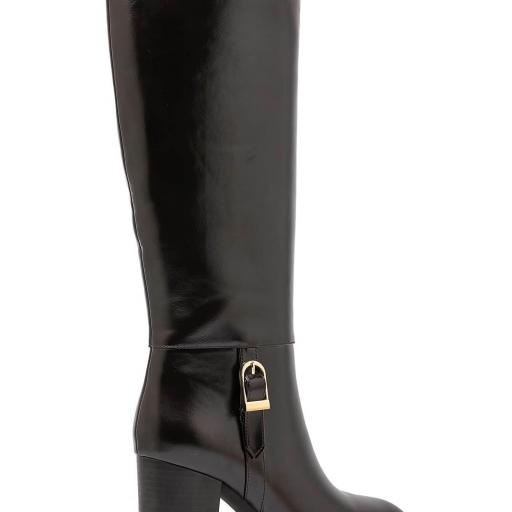 BOTA CAÑA ALTA HEBILLA METALICA EN TONO  DORADO 