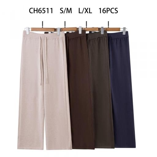 PANTALON  DE PUENTO DE CORTE RECTO CINTURA ELASTICA  [2]