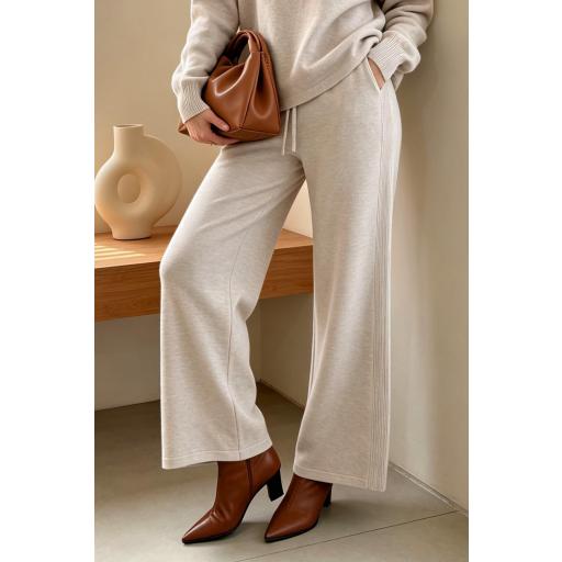 PANTALON  DE PUENTO DE CORTE RECTO CINTURA ELASTICA  [0]