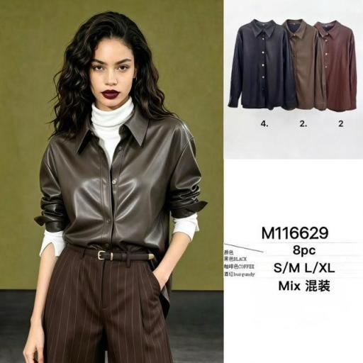 BLUSA ESTILO CAMISERO CON UN SUTIL EFECTO METALIZADO 