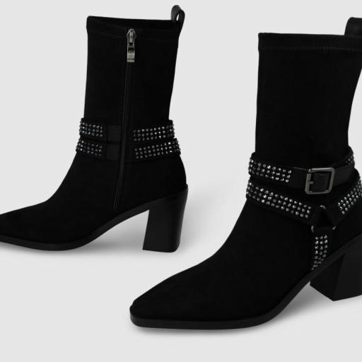 Botines de mujer en antelina negra y remaches metálicos de Lodi [3]