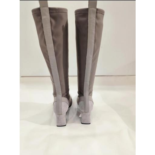 Botas de mujer taupe en licra y ante de Dibia [2]