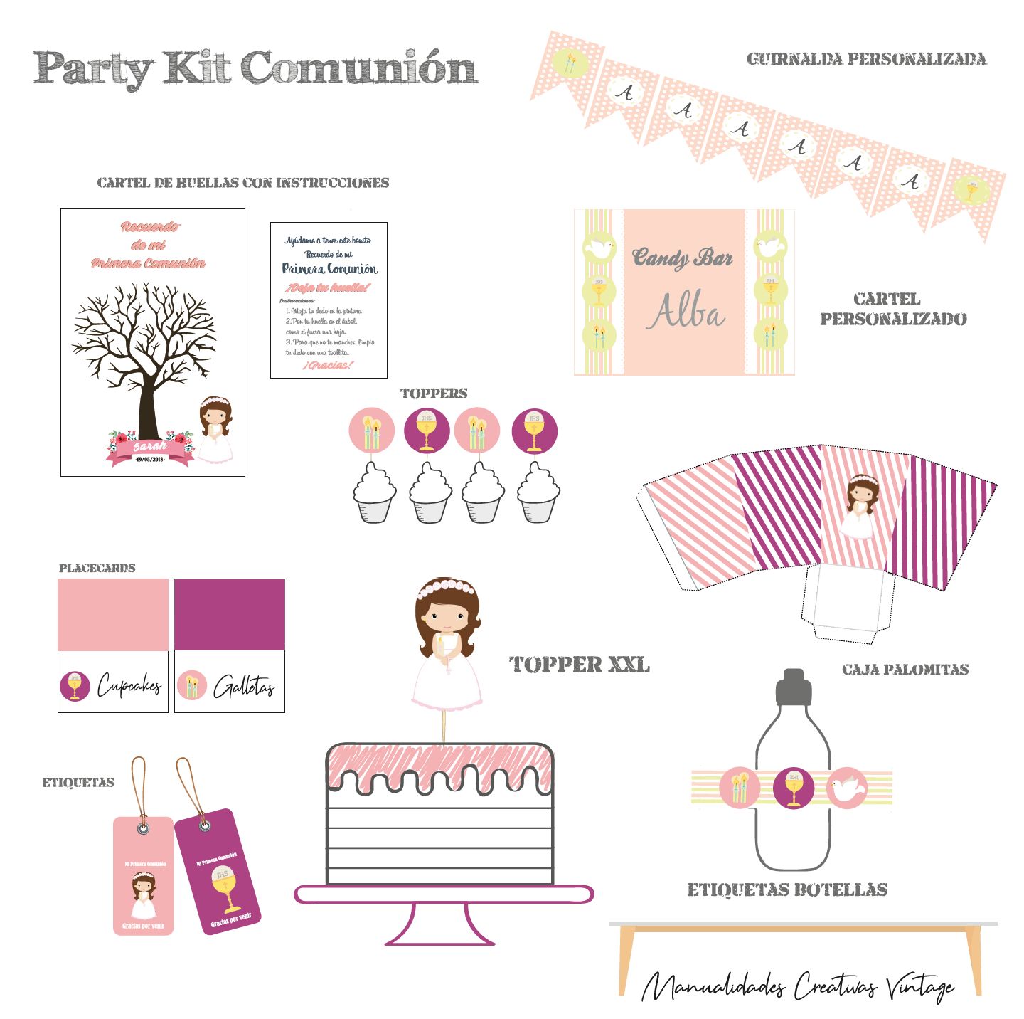 Party Kit digital Comunión niña