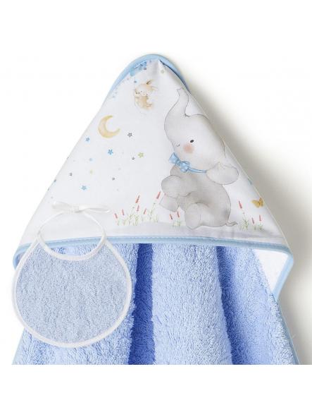 Capa de Baño con babero para bebe INTERBABY "elefante" celeste [0]
