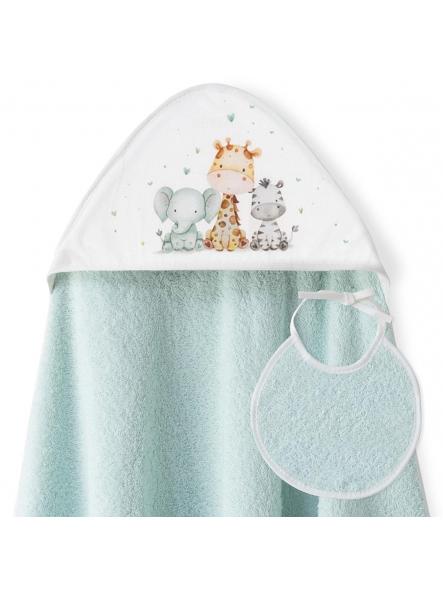 Capa de Baño con babero para bebe INTERBABY animales verde agua [0]
