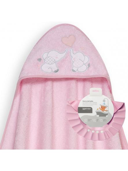 Capa de Baño con gorro para bebe INTERBABY "elefantes" rosa [0]