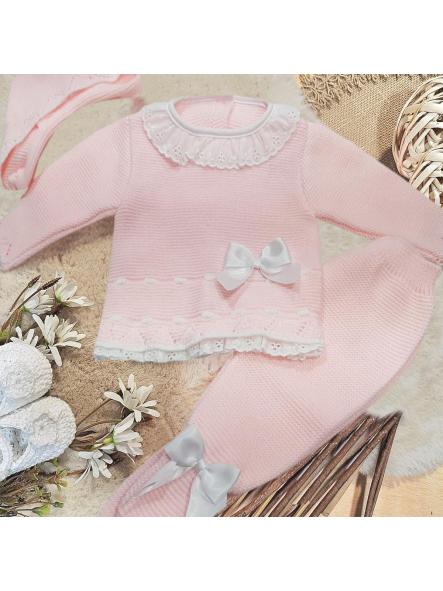 Conjunto de lana primera puesta GLORY rosa bebe 27104 [0]