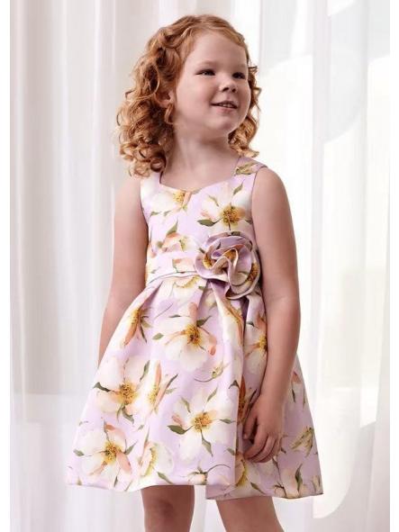 Vestido de tirantes de ceremonia niña ABEL Y LULA mikado estampado 5091