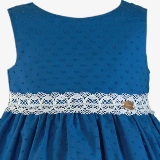 Vestido de tirantes de vestido para niña MIRANDA plumeti azul 614-v [4]