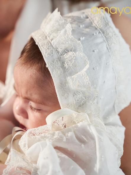 Faldón de bautizo bebe AMAYA plumeti Romantic Roses [3]