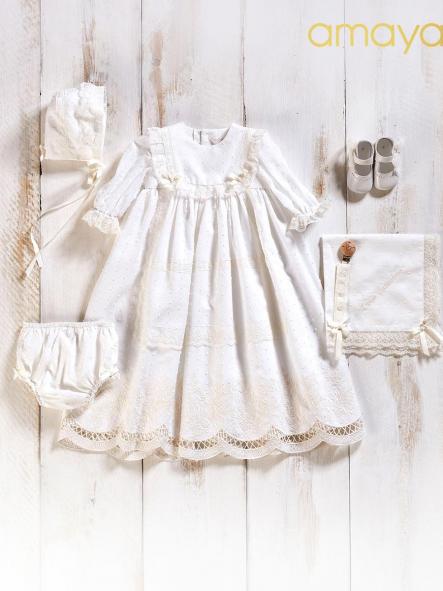 Faldón de bautizo bebe AMAYA plumeti Romantic Roses [4]