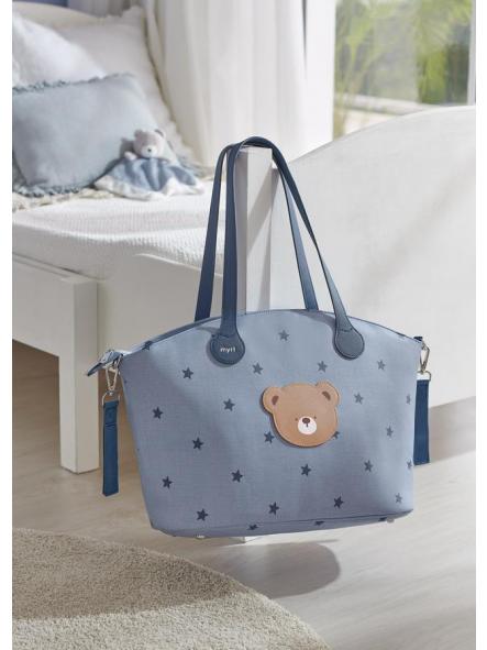 Bolso maternidad MAYORAL estrellas y oso azul 19279