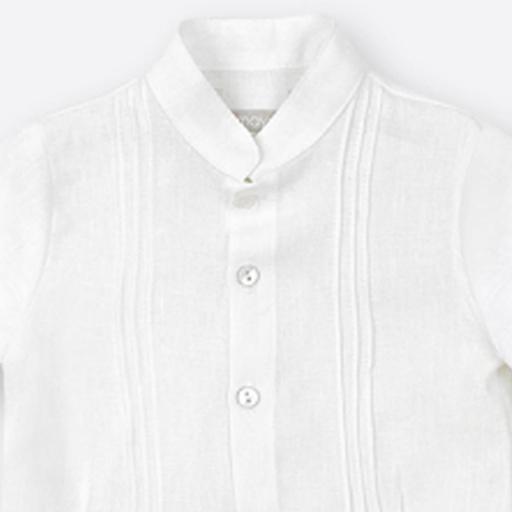 Camisa bebe niño ceremonia y arras AMAYA lino cuello mao 190300 [1]