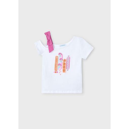 Camiseta de niña asimétrica MAYORAL con dibujo 3011