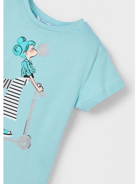 Camiseta de niña manga corta MAYORAL "patinete" 3015 [5]