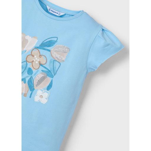 Camiseta de niña manga corta MAYORAL "tulipanes" 3015 [2]