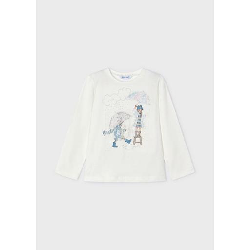 Camiseta niña manga larga MAYORAL "dos chicas con pargüas " 14-04067-079