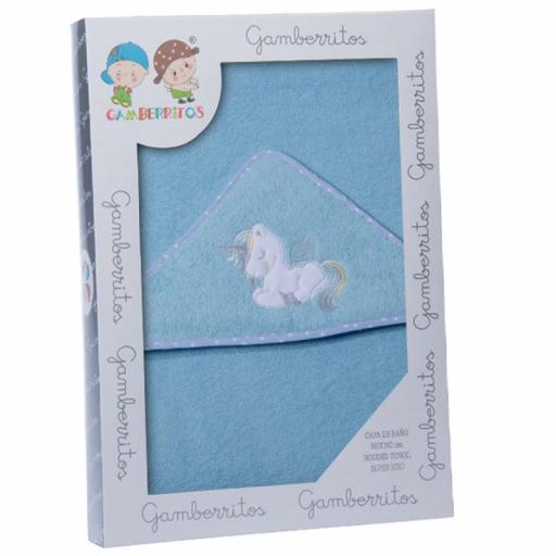 Capa de baño GAMBERRITOS unicornio azul