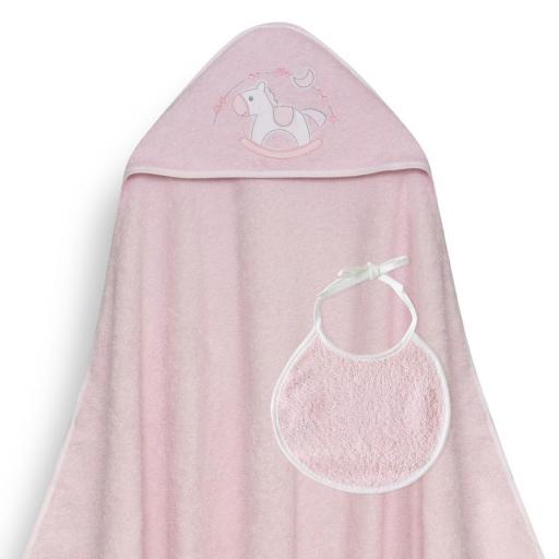 Capa de Baño con babero para bebe INTERBABY balancín rosa