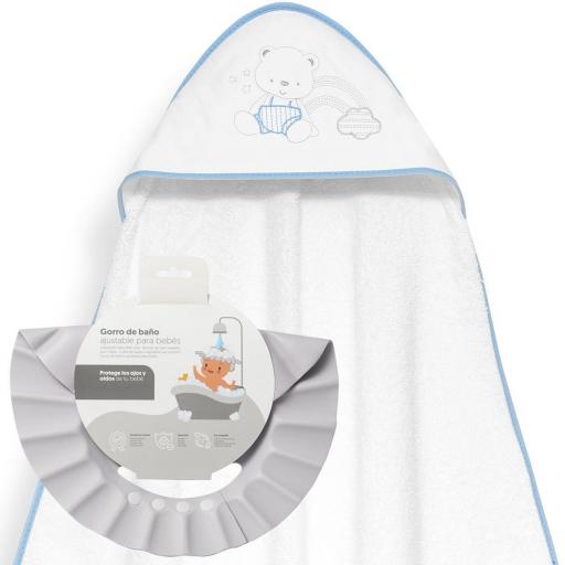 Capa de Baño con gorrito para bebe INTERBABY osito azul [0]