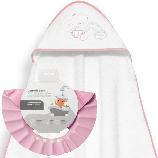 Capa de Baño con gorrito para bebe INTERBABY osito rosa [0]