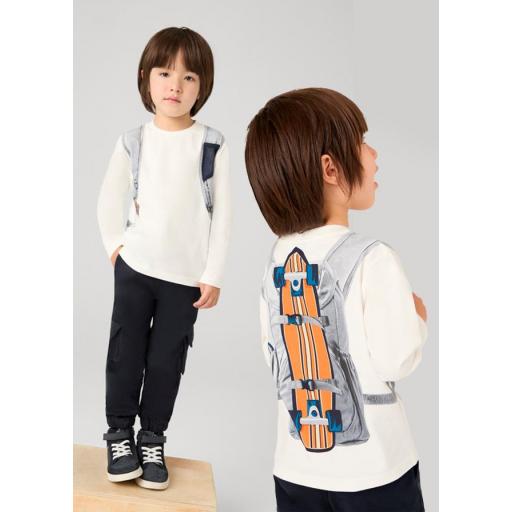 Camiseta niño de manga larga MAYORAL "mochila" 14-04049-073
