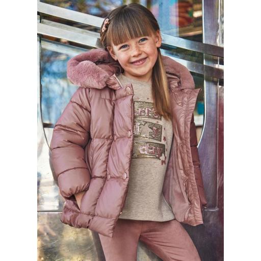 Chaquetón para niña MAYORAL nacarada rosa 14-04489-092